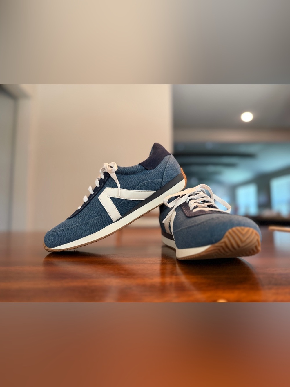 LOFT Women’s  Blue Retro Casual Sneakers with White Accents